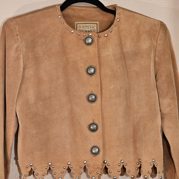 Double D Ranchwear 100% Calf Suede Western Jacket Studded XS - Picture 7 of 9